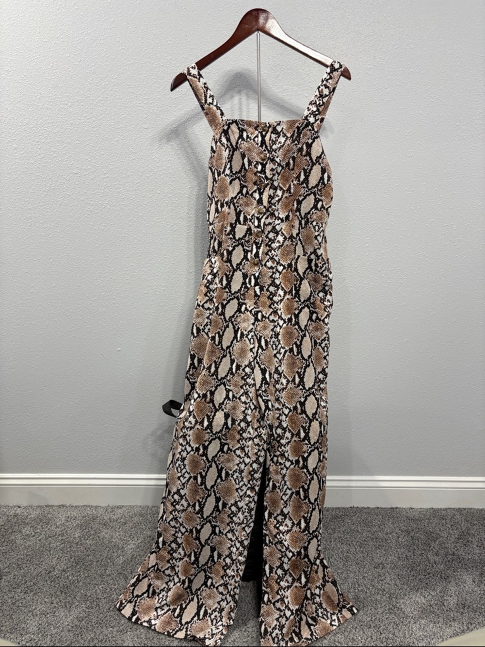 Haute Monde Brown and Black Snake-Print Jumpsuit